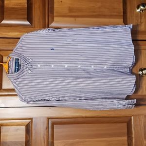 Ralph Lauren XL Oxford Button Down Dress Shirt pinstripe red yellow white